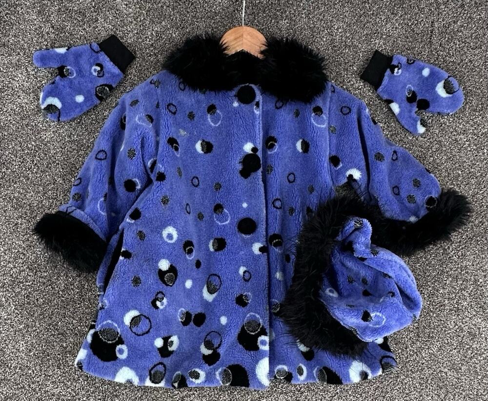Corky & Company Coat Set Girls Size 4/5 Purple Swing Boho Whimsical Fleece USA